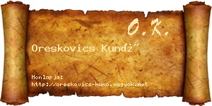 Oreskovics Kunó névjegykártya